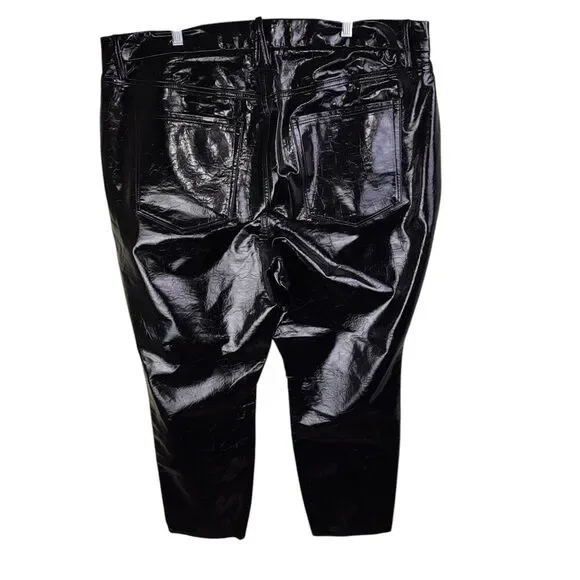 Good American Classic Faux Leather Straight Leg Pants Size 18 CrackledNEW